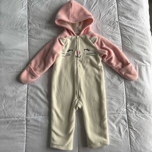 OLD NAVY CAT ONSIE COAT PINK WHITE 12-18 MONTHS
